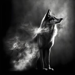 black white wolf smoke effects fog high resolution lumen reflections lumen render dark light designsuper detalied ar 32 