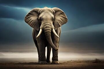 Fototapeta na wymiar Elephant Mana standing on its hind legs.