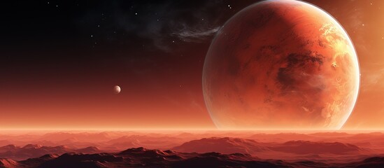 Mars surface with large planetary backdrop