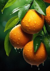 Fresh ripe tangerine, healthy bio fruit food gardening concept. Generative Ai