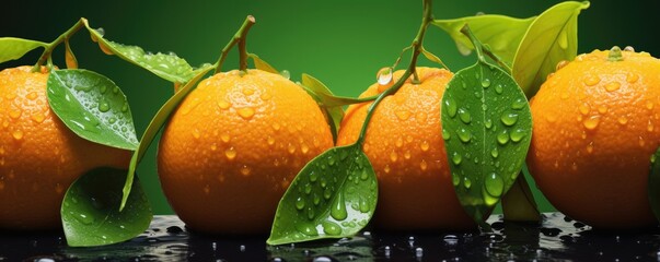Fresh ripe tangerine, healthy bio fruit food gardening concept banner panorama. Generative Ai