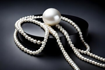 pearl necklace on black background
