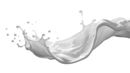 Wandaufkleber White milk wave splash with splatters and Drops. Isolated on Transparent background. ©  Mohammad Xte
