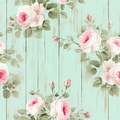 pink roses on a wooden background