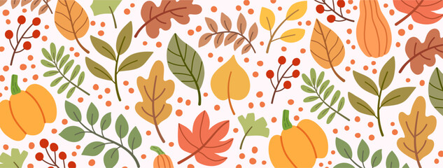 autumn leaves banner . fall banner . vector leaves . autumn leaf. autumn pumpkin banner