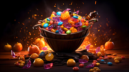 Halloween trick or treat with sweets