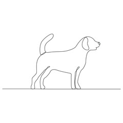 Single line dog outline continuous vector art illustration
