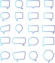 Speech bubbles thin line icons set. Speech, bubble, talk, chat, message, balloon and communication. Vector design.