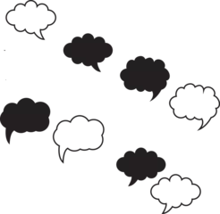 Fensteraufkleber Speech bubbles thin line icons set. Speech, bubble, talk, chat, message, balloon and communication. Vector design. © Hira