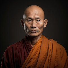 middle-aged male buddhist monk, generative ai 