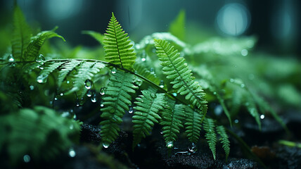 fresh fern in the forest, close up.