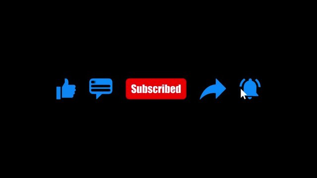 Like, comment, subscribe, share, press the bell icon animation for social media