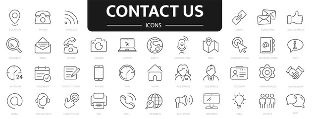 Fototapeta na wymiar 40 Contact Us icons set. Chat, support, message, phone. Web and mobile icon.