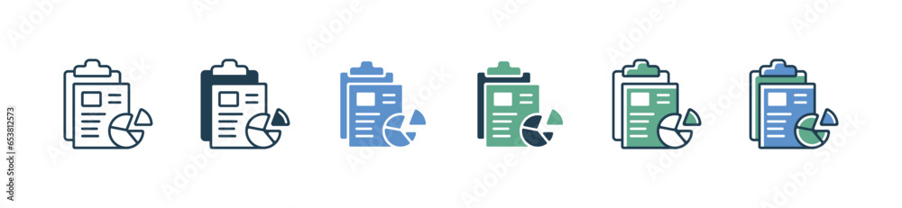 Poster monitoring marketing data analysis pie chart graph document clipboard icon vector business profit evaluation financial gain statistic report symbol illustration 