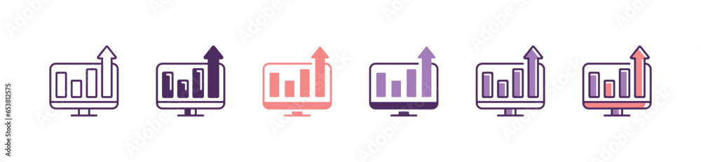 Poster analysis data performance monitoring bar chart icon vector business growth datum statistic diagram symbol illustration