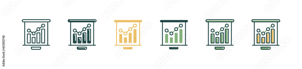 Aufkleber data science analysis on board icon vector graphic of business growth marketing chart symbol illustration for web and app design template