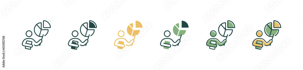 Poster people presentation data analysis pie chart icon vector business diagram marketing science symbol fl