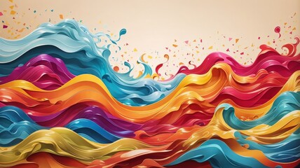 3D Colorful Abstract Wave Background. Sharp Focus, Intricate Details, Highly Detailed, Colorful, Wavy Texture Rainbow Background.
