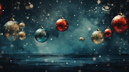 Obraz na płótnie Canvas Festive Christmas Decoration on Blue Background