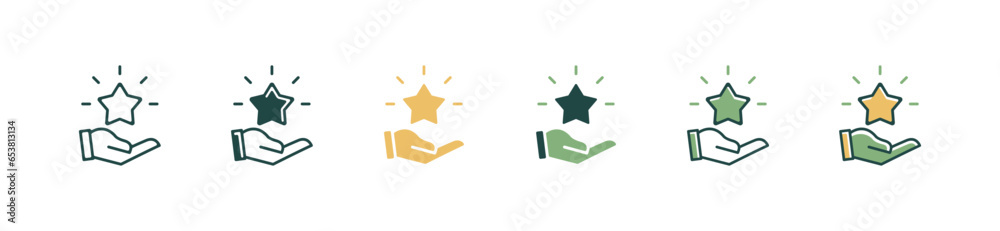Poster hand holding star core value icon business objective mission growth success symbol illustration best