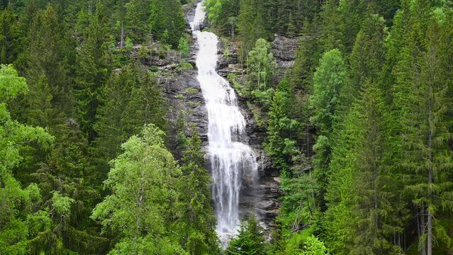 Melnikfall waterfall in the Maltatal in Carinthia Austria during a beautiful springtime day in the Alps.