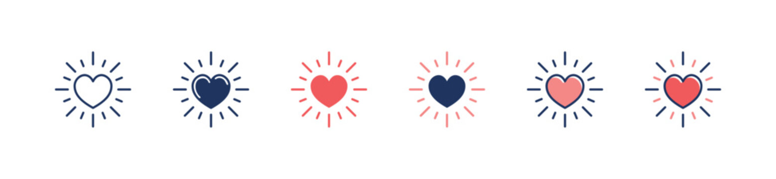 love heart glowing and shiny core value icon vector business integrity, trust, passion, valentine, honesty, culture, and commitment symbol illustration for web and app template design