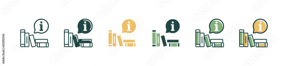 Aufkleber shelf of instruction guidebook icon information document vector. Business client manual info, guide, help, support, rule, faq, reference, and policy book symbol illustration