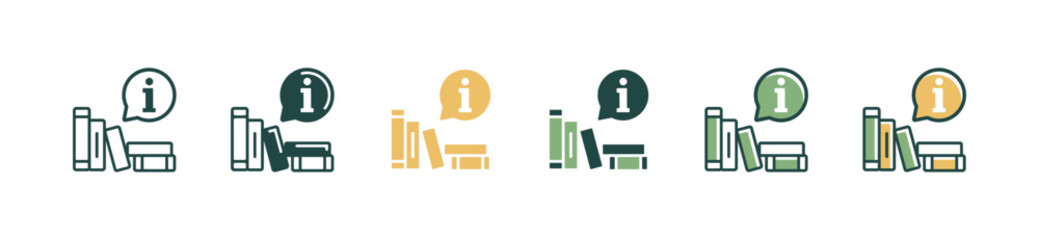 shelf of instruction guidebook icon information document vector. Business client manual info, guide, help, support, rule, faq, reference, and policy book symbol illustration