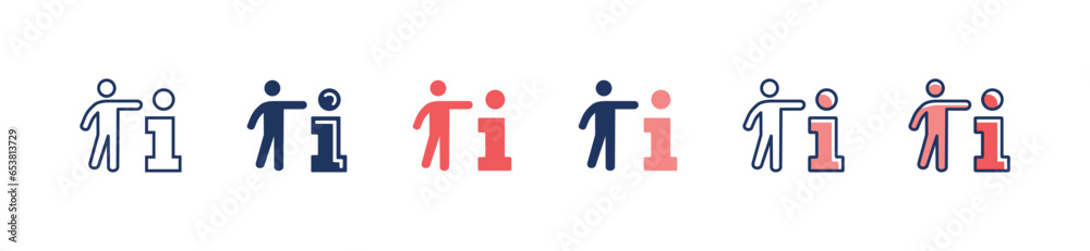 Poster simple people and letter i icon vector business manual instruction guide client support information 