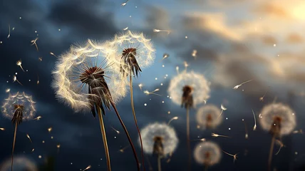 Poster dandelion seeds with seeds and dandelion seeds © King stock N1