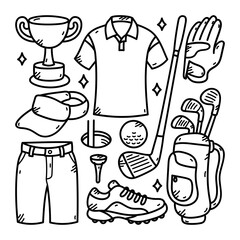 Golf Sport Vector Doodle Illustration