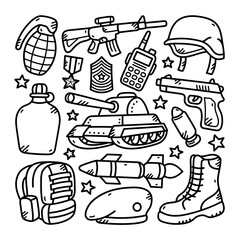 Military Line Doodle Illustration