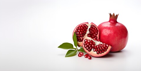pomegranate fruit macro white background blank space, ai generative