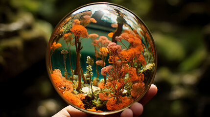 Fototapeta premium A crystalline structure magnifying the world's microscopic wonders, celebrating the intricate details often overlooked in nature.