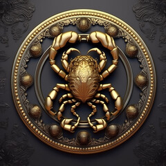 3D cancer zodiac luxury black and gold
