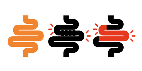 Colitis. Gut constipation icon. Abdominal, bloating vector. Stomach. Gastroenterology for medical design.  Health care Vector graphics