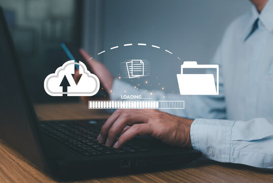 document file transfer. transmission document download. online database transferring documents and files online.Data Transfer concept.