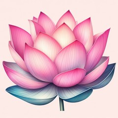 Blooming pink lotus on a white background, Big pink lotus in bloom on an isolated white background, Big pink lotus in bloom on an isolated on white background  Generative AI 