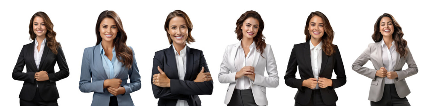 A happy business woman on transparent white background