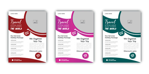 Travel Agency Poster Bundle with Editable Flyer Templates for Holiday Vacation and Tourism Pamphlets
