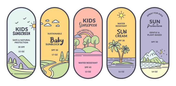 Sticker set design for sunscreen cream package