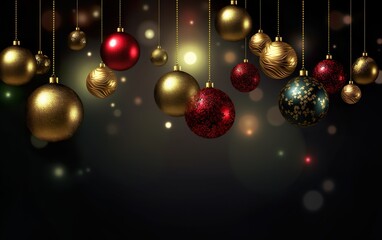 Fototapeta na wymiar New Year banner with Christmas balls