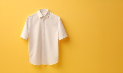 white shirt on yellow wall blank space, ai generative