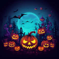 Fototapeta premium halloween background with pumpkin