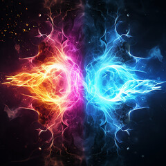 Two glowing mystical energies flowing in opposite directions created with Generative Ai