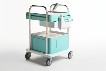 Isolated medical trolley on white background. Generative AI