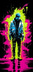 Graffiti punk art style iphone background made with Ai generative technology, Person is fictional