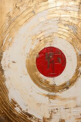 abstract gold spiral with red circle background