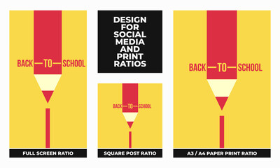 Back to school set for social media and print ratios vector set social media set design