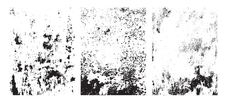 Set of Weathered Metal with Rust Grudge Textures. Old surface background vector art